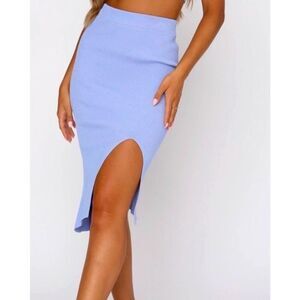 White Fox Boutique Periwinkle Asymmetrical MIDI Skirt Size XS